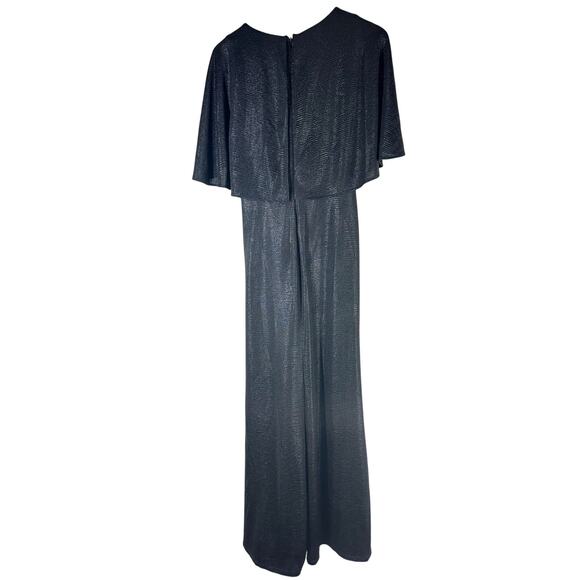 Lauren Ralph Lauren Twist-Front Cape-Overlay Gown Black Size US 6 - Picture 3 of 14